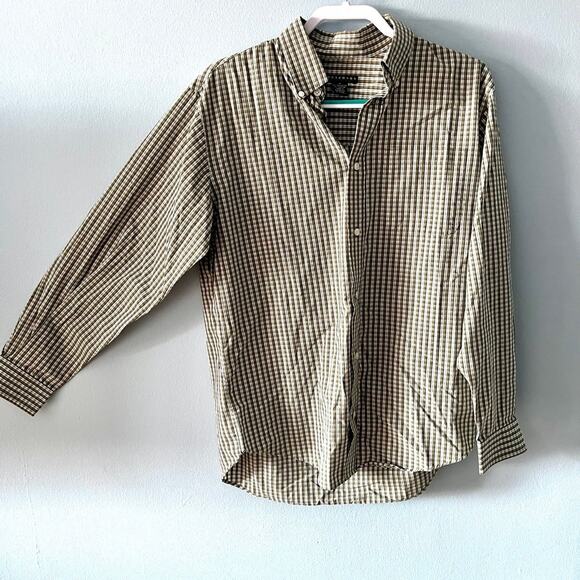 Consensus Easy Care  Mens Long Sleeve  Olive Multicolor Plaid Size M - Picture 1 of 5
